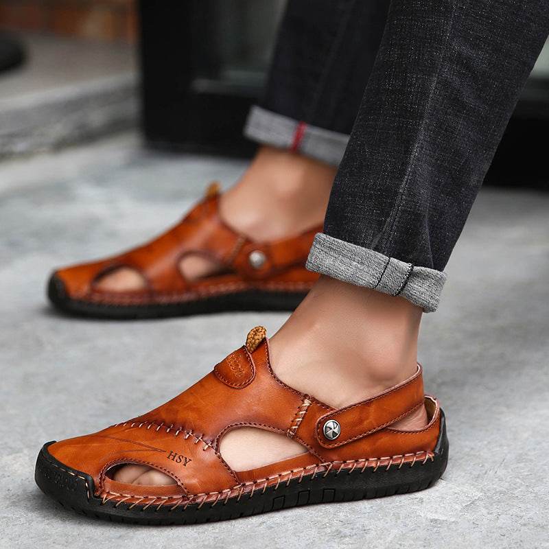 Genuine Leather Roman Summer Sandals For Men - Mubimart