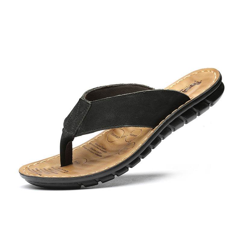 Non-slip Sandals Trend Korean Leather Massage Sandals - Mubimart
