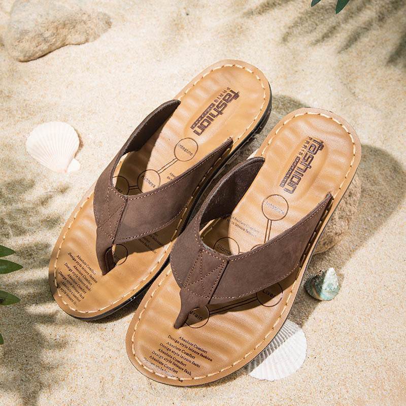 Non-slip Sandals Trend Korean Leather Massage Sandals - Mubimart