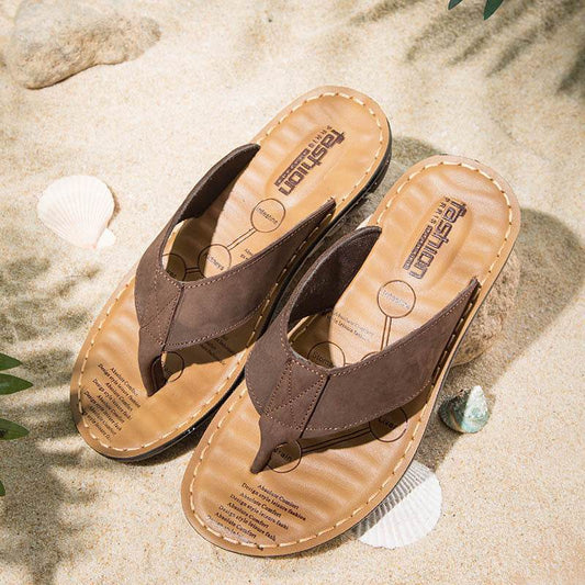 Non-slip Sandals Trend Korean Leather Massage Sandals - Mubimart