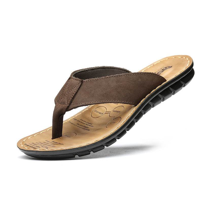 Non-slip Sandals Trend Korean Leather Massage Sandals - Mubimart