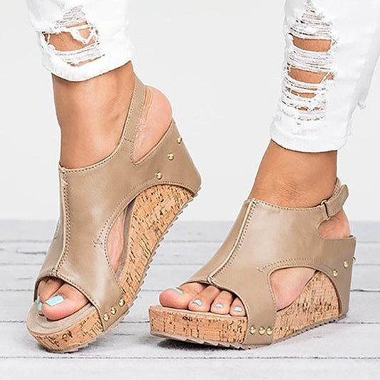 Roman Sandals Female Fish Mouth Thick Bottom Wedges Shoes Women - Mubimart