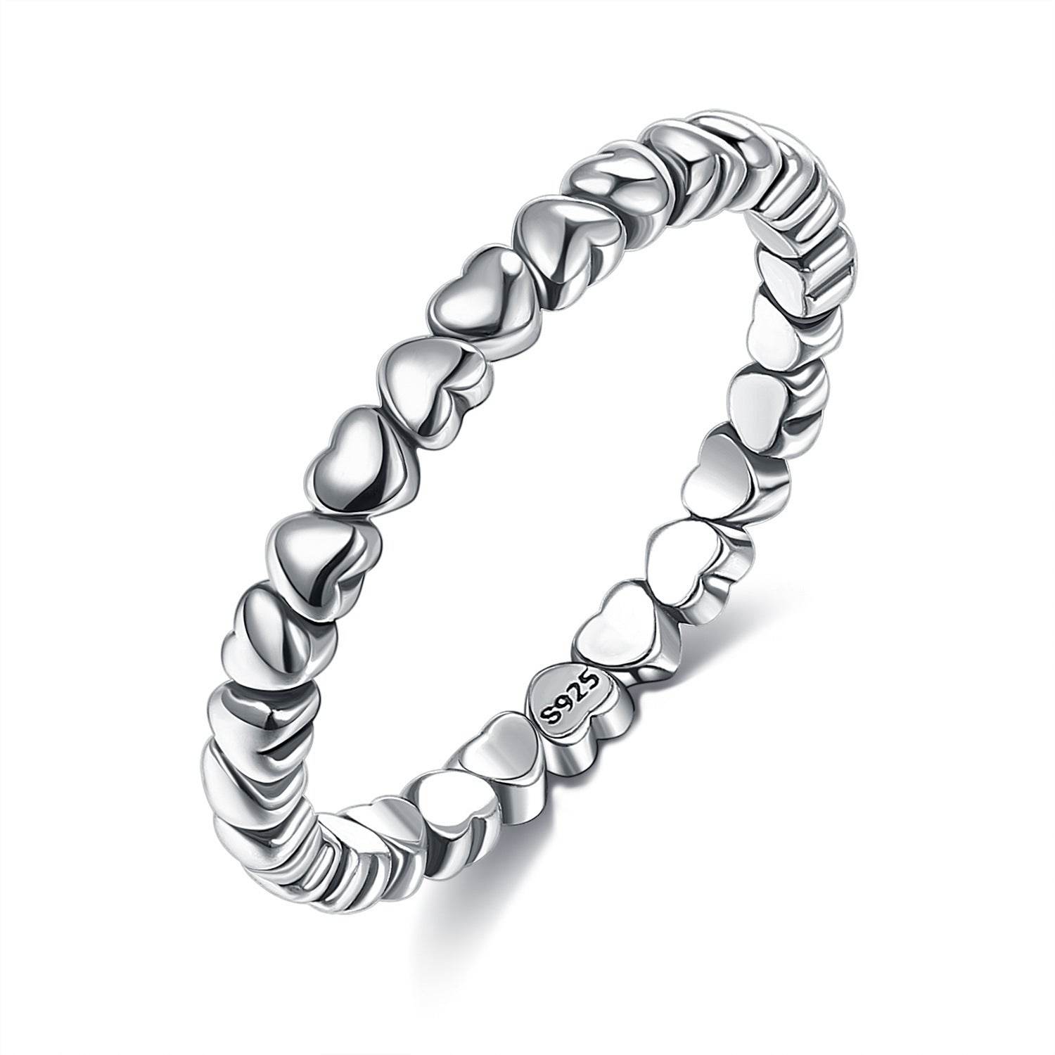 LEKANI-Women Heart Shape Sterling Silver Ring Band 925 Sterling Silver Heart Star Wedding 5 Styles - Mubimart