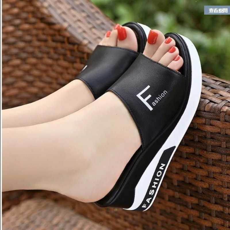 New Wedge Heel Mid-Heel Slippers Women - Mubimart