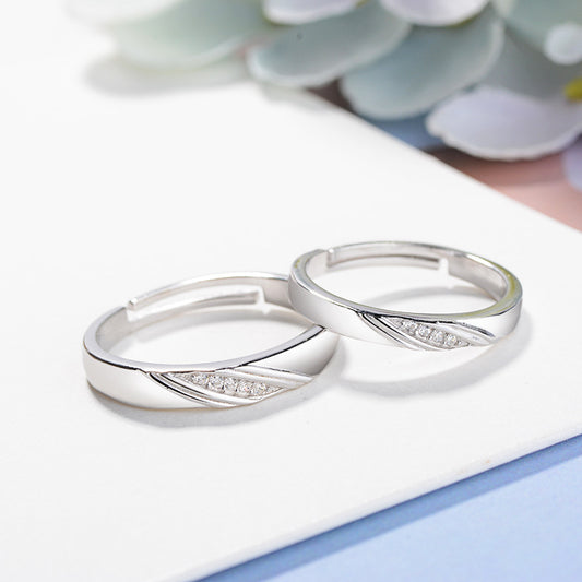 Korean Version Of Simple Couple Ring S925 Sterling Silver Ring Men And Women Couple Ring Valentines Day Birthday Gift