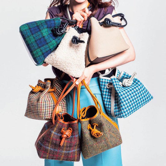 Button Bucket Bag Woolen Cloth Portable Messenger Bag Women - Mubimart