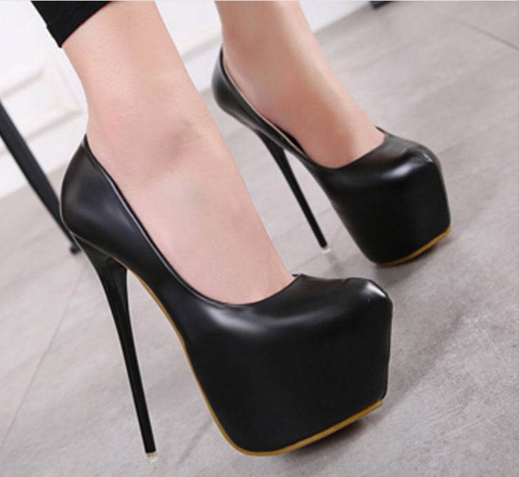 Spring Autumn Sexy Wedding Fetish Round Toe Woman Pumps Platform Very High Heel Pumps - Mubimart