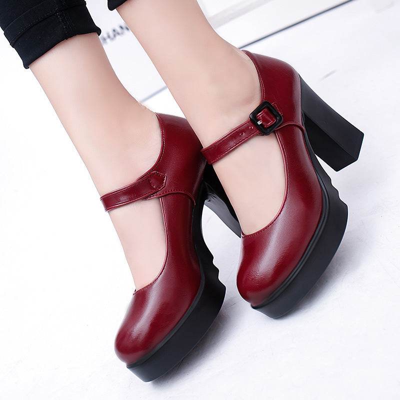 Thick Heel Waterproof Platform High Heels - Mubimart