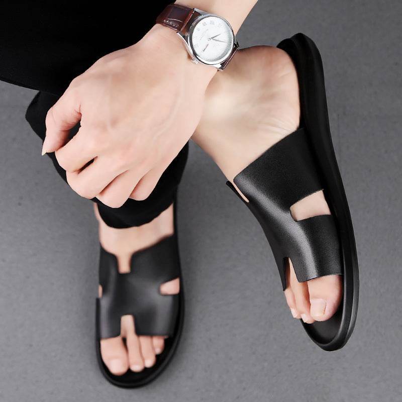 First Layer Leather Standard Size Flip-flop Slippers Men Slippers - Mubimart