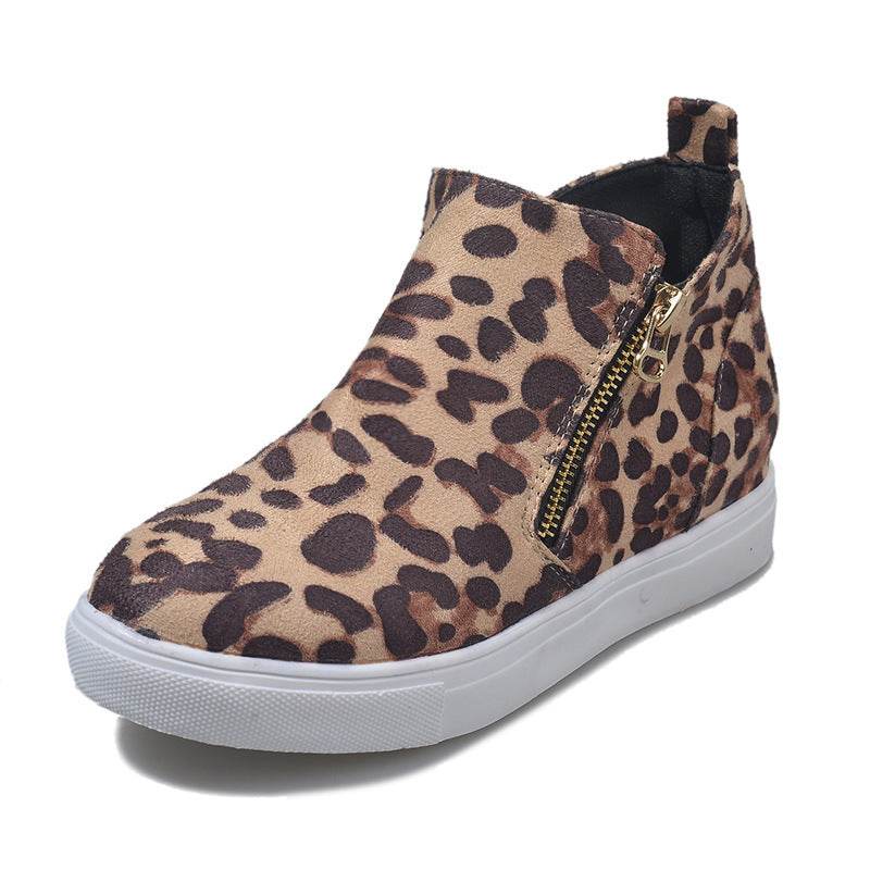 Women's Trade Large Size Leopard Print High Top Loafers Women - Mubimart