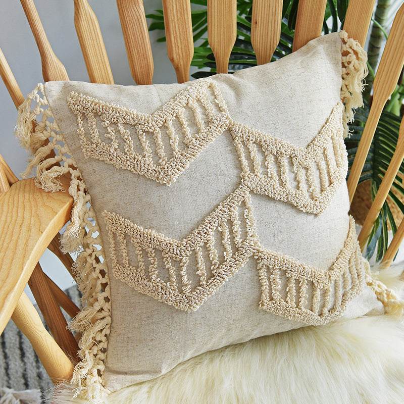Tufted Pillowcase, Looped Pillowcase, Fringed Long Waist Pillow - Mubimart