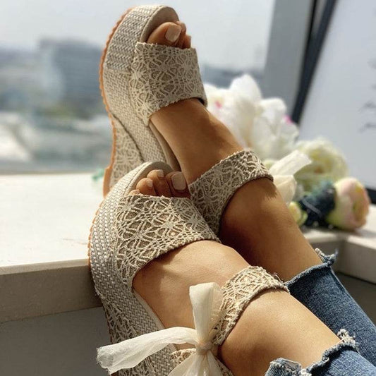 Women Summer Shoes Wedges Sandals Party Platform High Heels - Mubimart