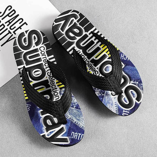 Slippers Men's Korean Style Beach Tide Drags Fashion Outer Wear All-match Non-slip Flip Flops Men - Mubimart