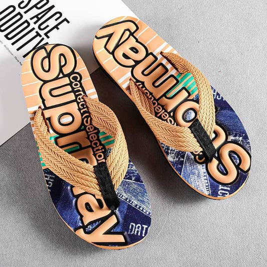 Slippers Men's Korean Style Beach Tide Drags Fashion Outer Wear All-match Non-slip Flip Flops Men - Mubimart