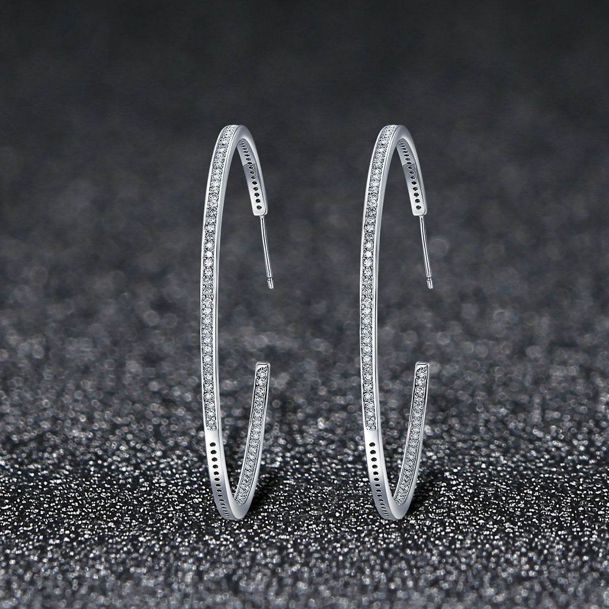 Summer Style Luminous Clearly CZ, Large Circle Hoop Earrings for Women EarRings Fashion Jewelry Valentine's Day Gift - Mubimart