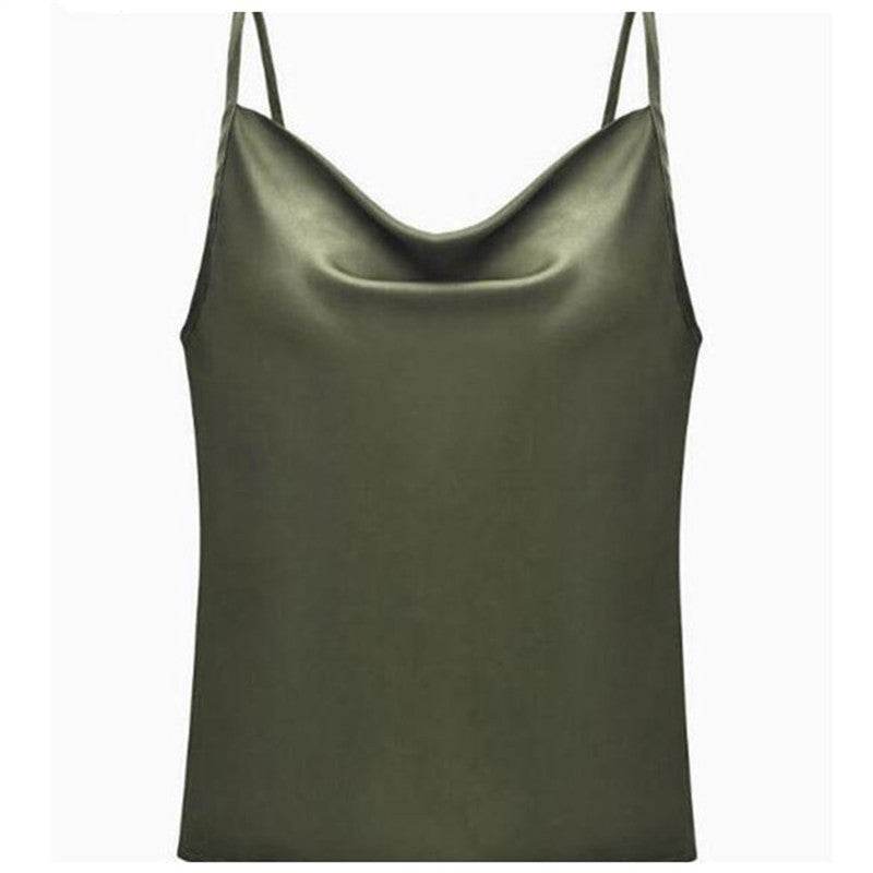 Silk Swing Collar Small Camisole Top - Mubimart