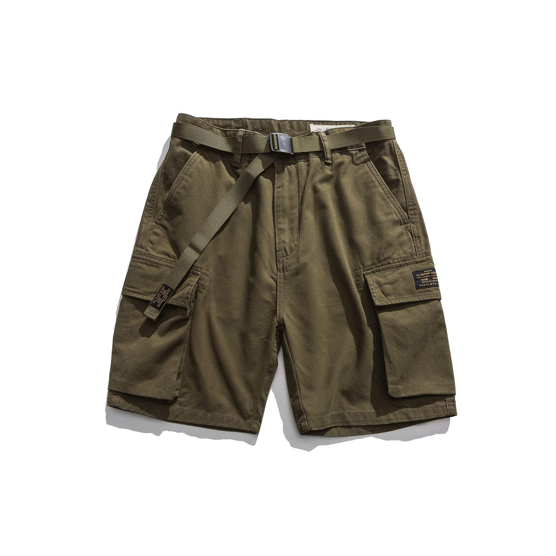 Tooling Multi-Pocket Khaki Army Green Shorts - Mubimart