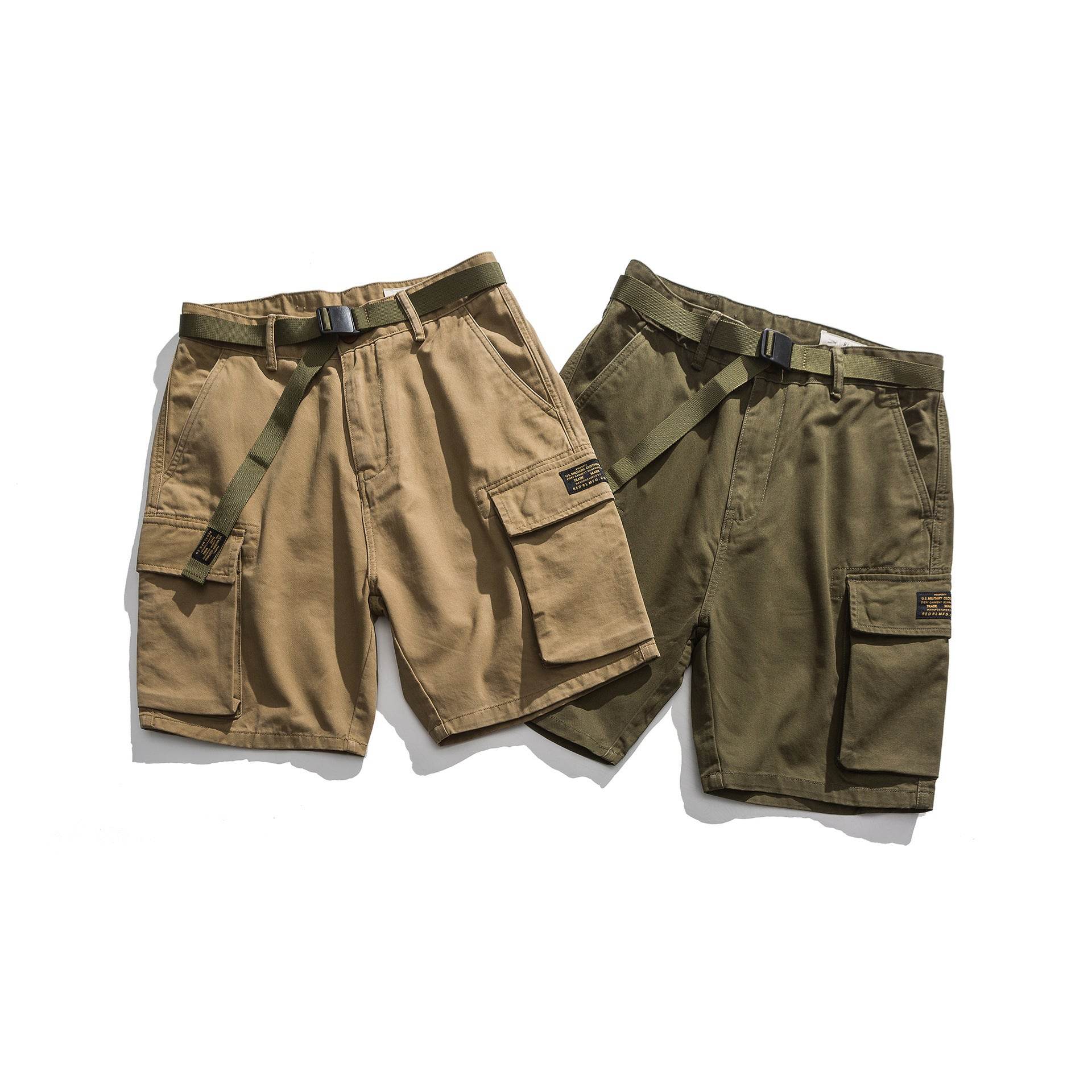 Tooling Multi-Pocket Khaki Army Green Shorts - Mubimart