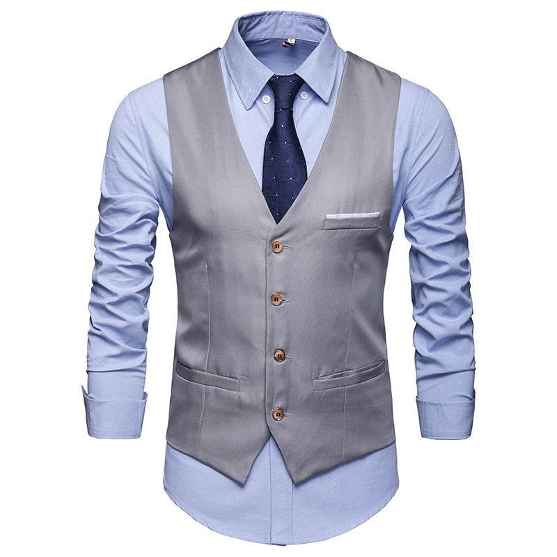 Men's Suit Vest Black Slim Casual Suit - Mubimart