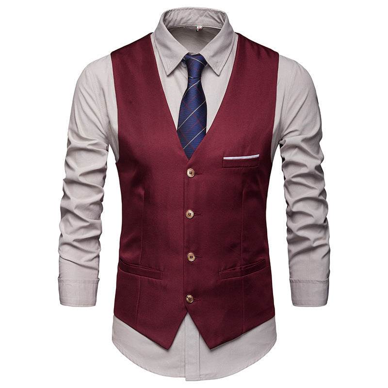 Men's Suit Vest Black Slim Casual Suit - Mubimart