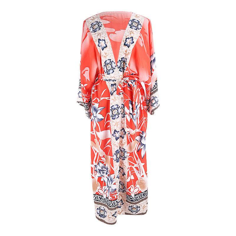 Cotton Beach Cover up Print Bathing suit cover up Swimwear Women Summer Dress Kaftan Robe de Plage Saida de Praia Tunics Pareo - Mubimart