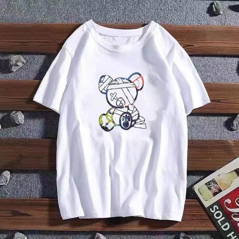 Top Plus Fat Plus Size Printing Round Neck Half Sleeve - Mubimart