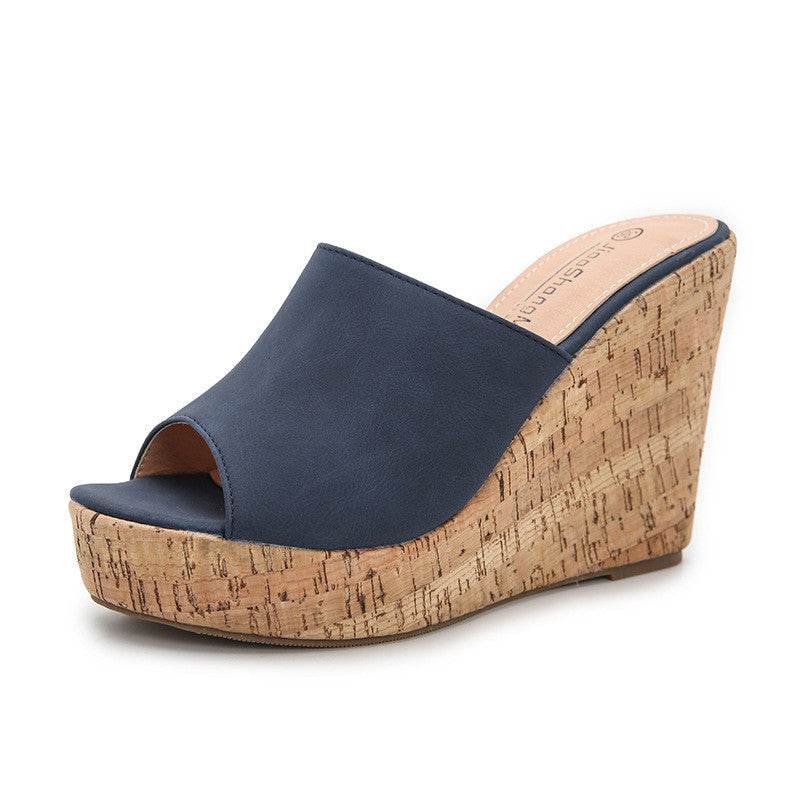 Wedge High Heel Fish Mouth Sandals - Mubimart