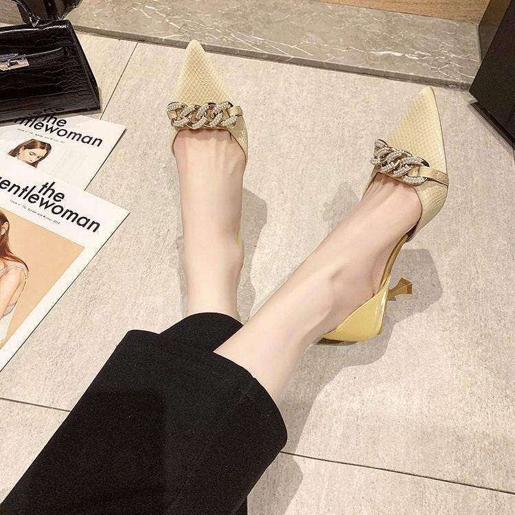 Womens Pumps shoes dorsay Pointed Toe kitten low Heel - Mubimart