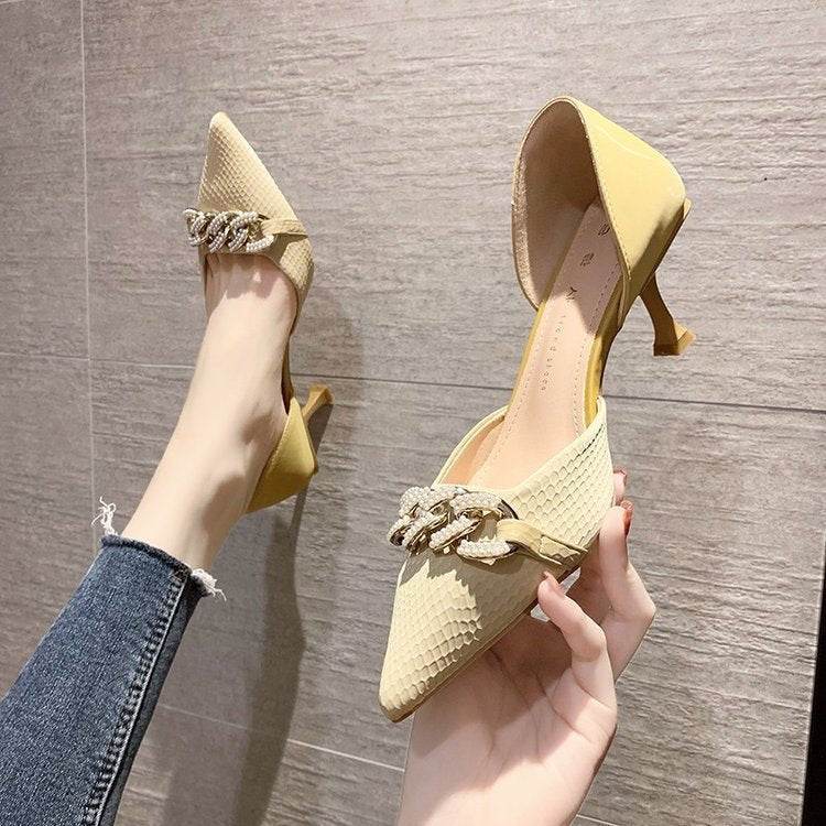 Womens Pumps shoes dorsay Pointed Toe kitten low Heel - Mubimart