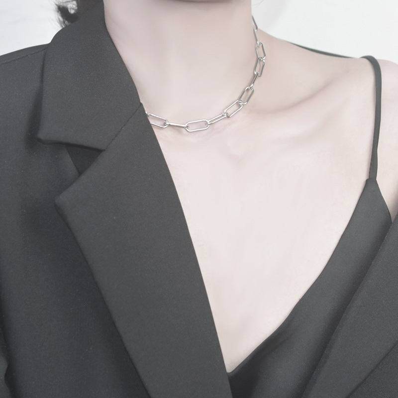 Retro Tide Widened Chain Necklace Women - Mubimart