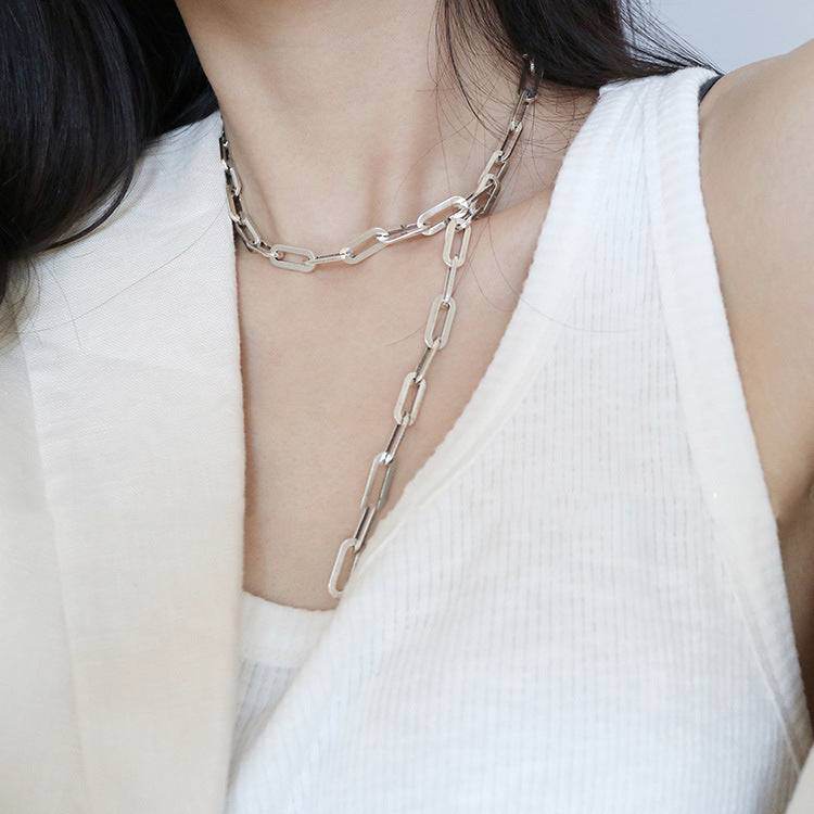 Retro Tide Widened Chain Necklace Women - Mubimart