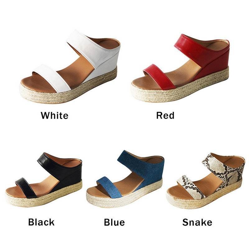 Lady's sandals with wedge heel twine - Mubimart