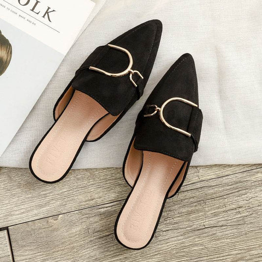 Womens Flats Shoes Mules Slippers Decoration Metal - Mubimart