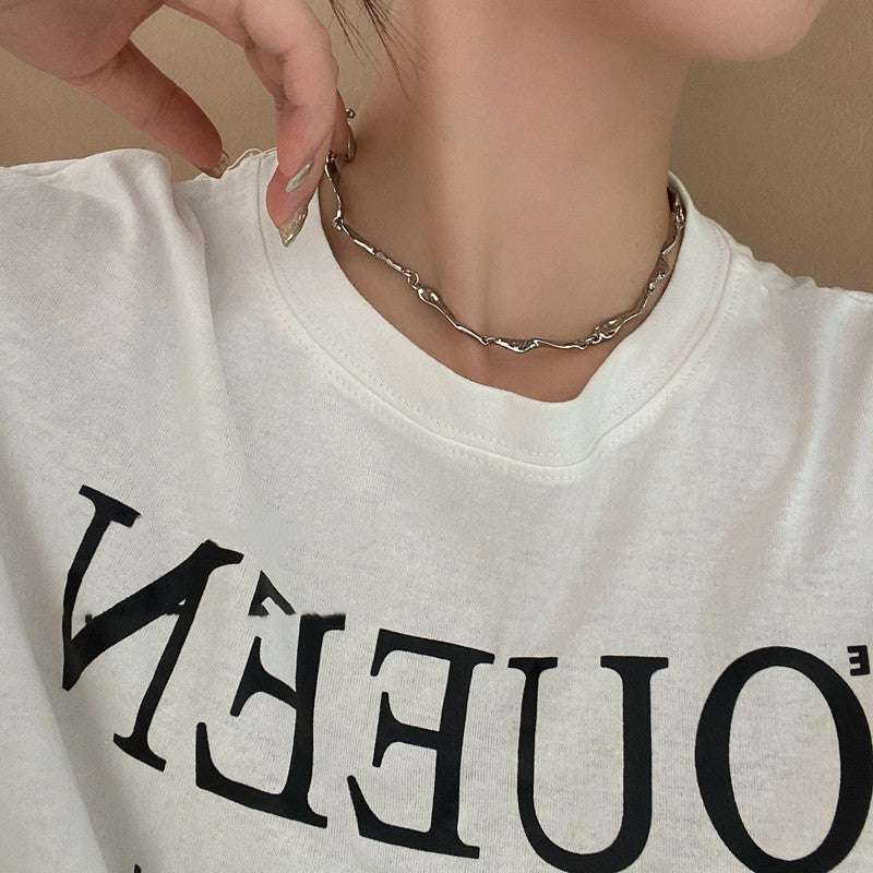 Silver Irregular Necklace Women"s Simple Cool Style Choker Collar Chain New Fashion Neck Chain