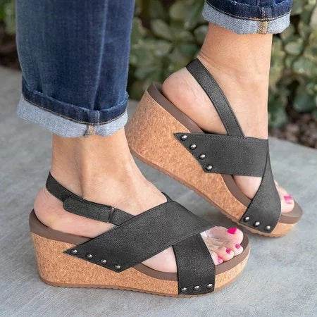 Wedge heel Roman women's high heel sandals - Mubimart