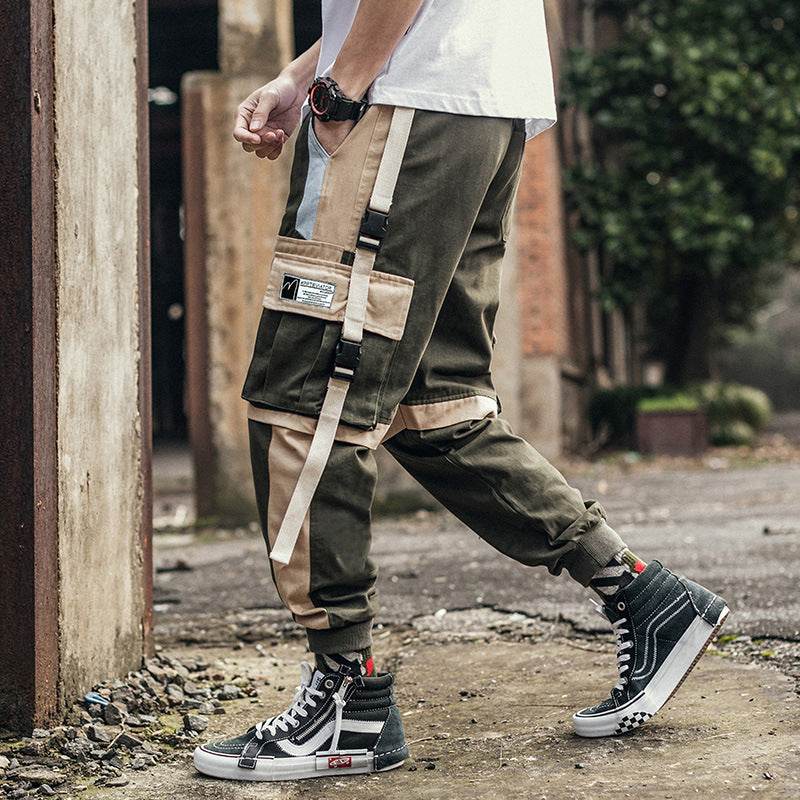 Pocket Contrast Cargo Pants - Mubimart