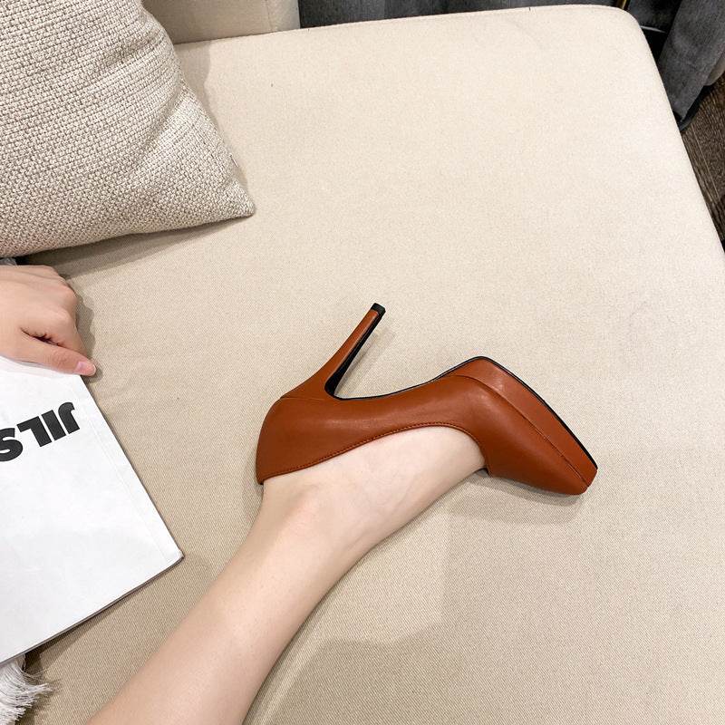 Black High Heels Stiletto Pointed Toe Platform - Mubimart