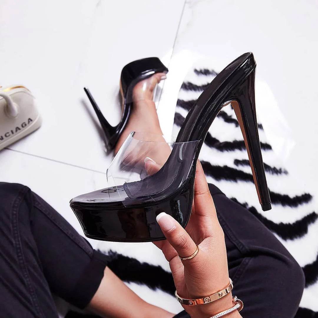 Slippers with platform stiletto heels - Mubimart