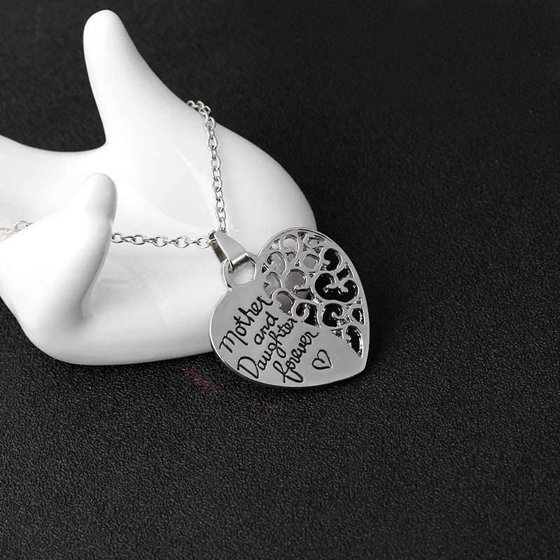 Heart Letter Pendant Necklaces Mother And Daughter Love Forever Hollow Mother's Day Gift Chain Necklace Choker Jewelry - Mubimart