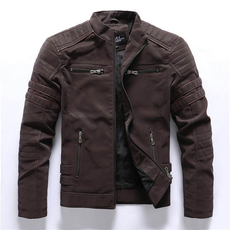 Men's leather washed leather jacket - Mubimart