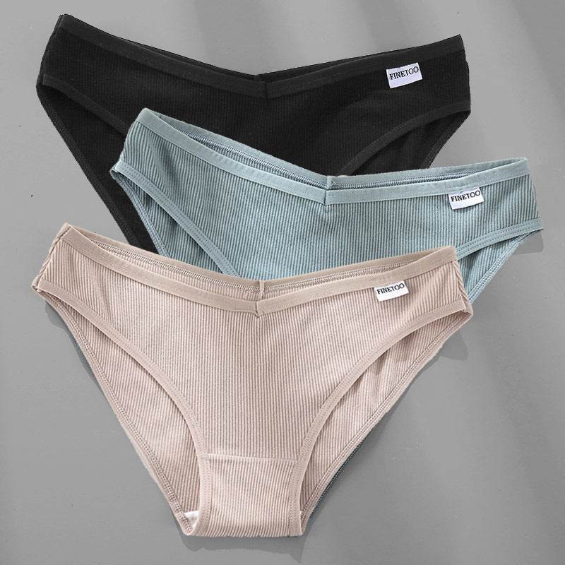 3PCS M-4XL Cotton Panties Female Underwear Sexy Women Briefs - Mubimart