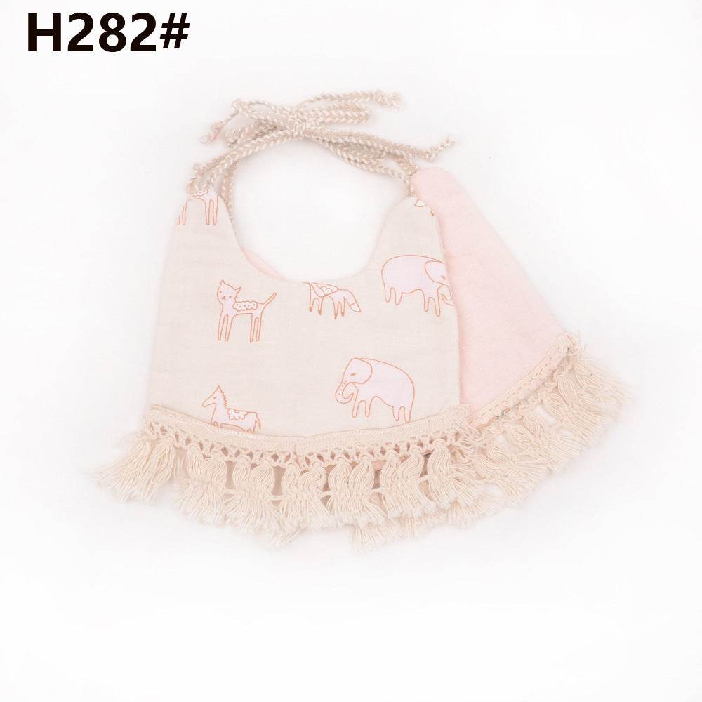 Cotton and linen two-layer saliva towel bib bib - Mubimart