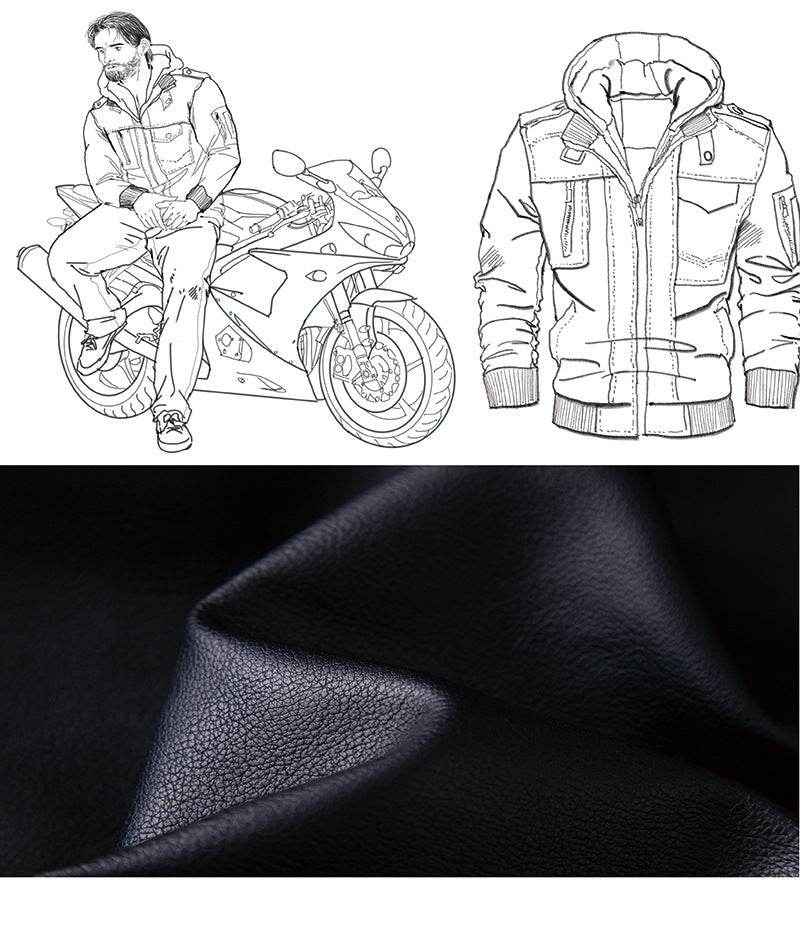 Men's washed leather leather jacket - Mubimart