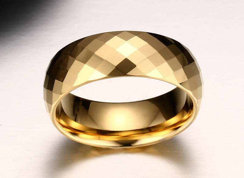 Men Ring Tungsten Jewelry Gold Color - Mubimart
