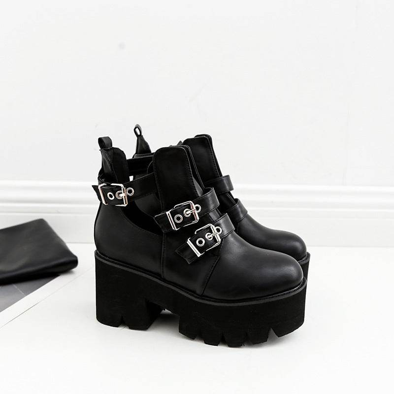 Lace-up boots platform boots with thick heels - Mubimart