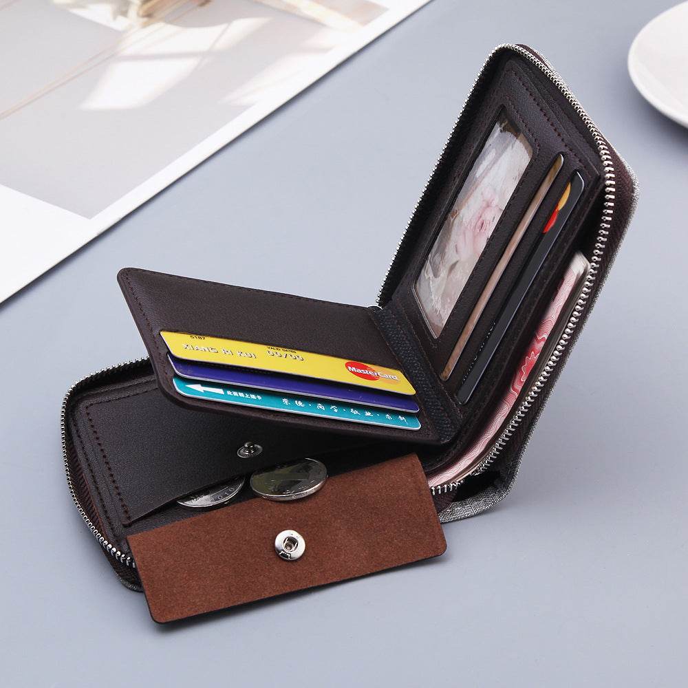 Mens Canvas Short Multifunctional Wallet - Mubimart