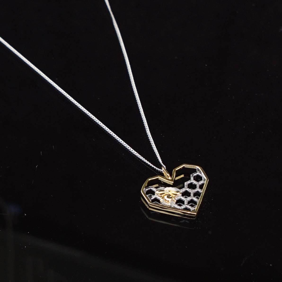 X & P Charm Fashion Silver necklaces for Women Girl Heart Honeycomb Bee pendant choker necklace Gift Prom Party Animal - Mubimart