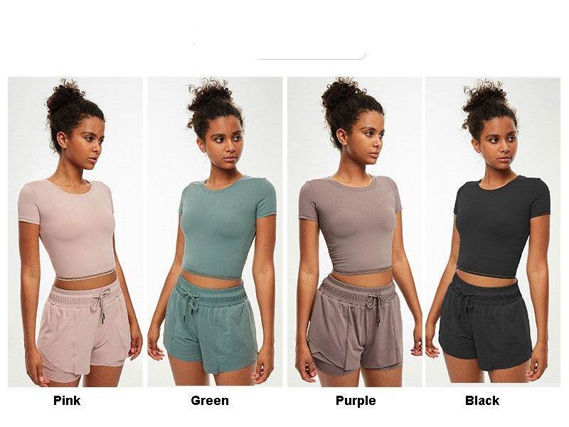 Yoga Clothes Suit Sports Fitness Clothes Crop Top And Shorts Women - Mubimart