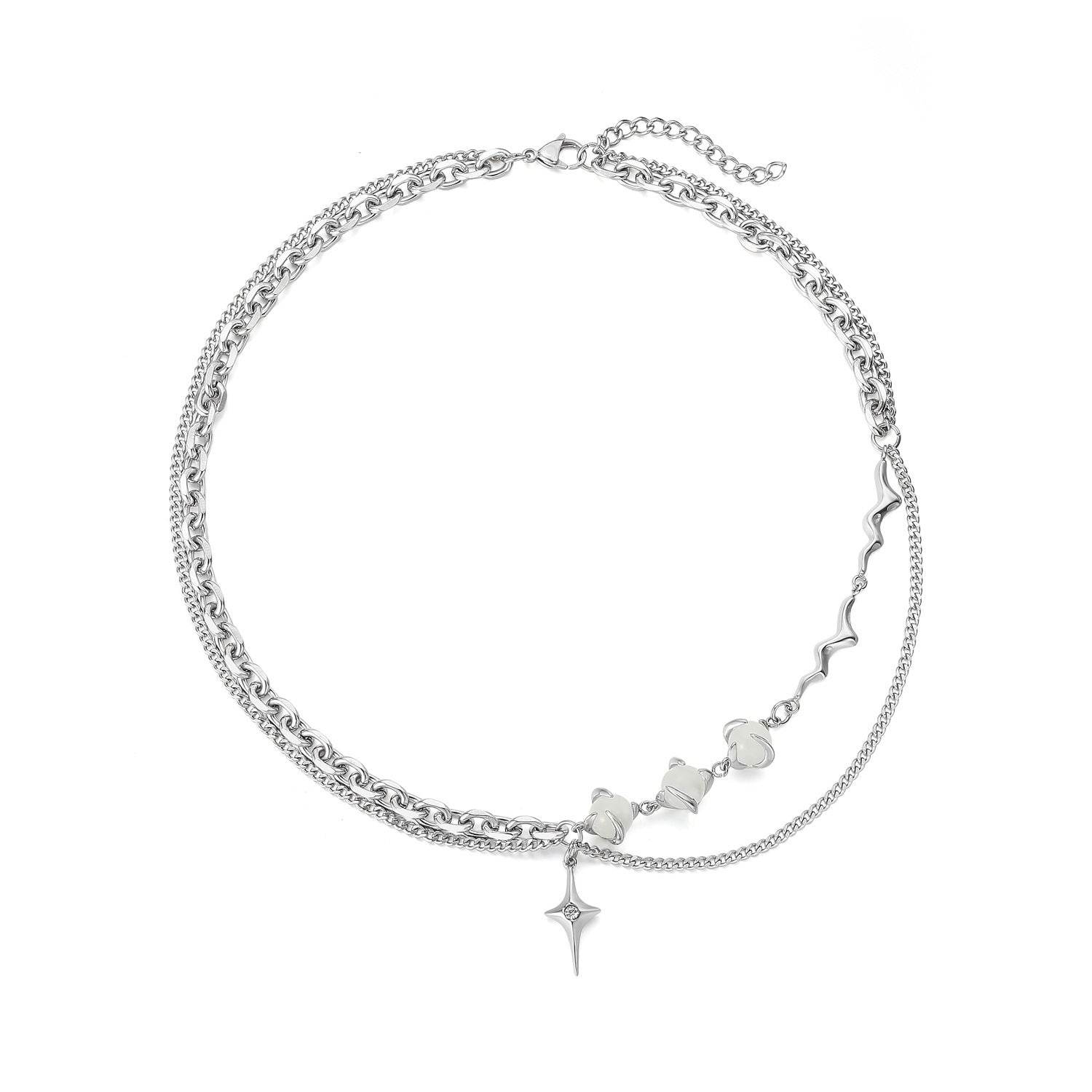 Opal Titanium Steel Necklace For Men - Mubimart