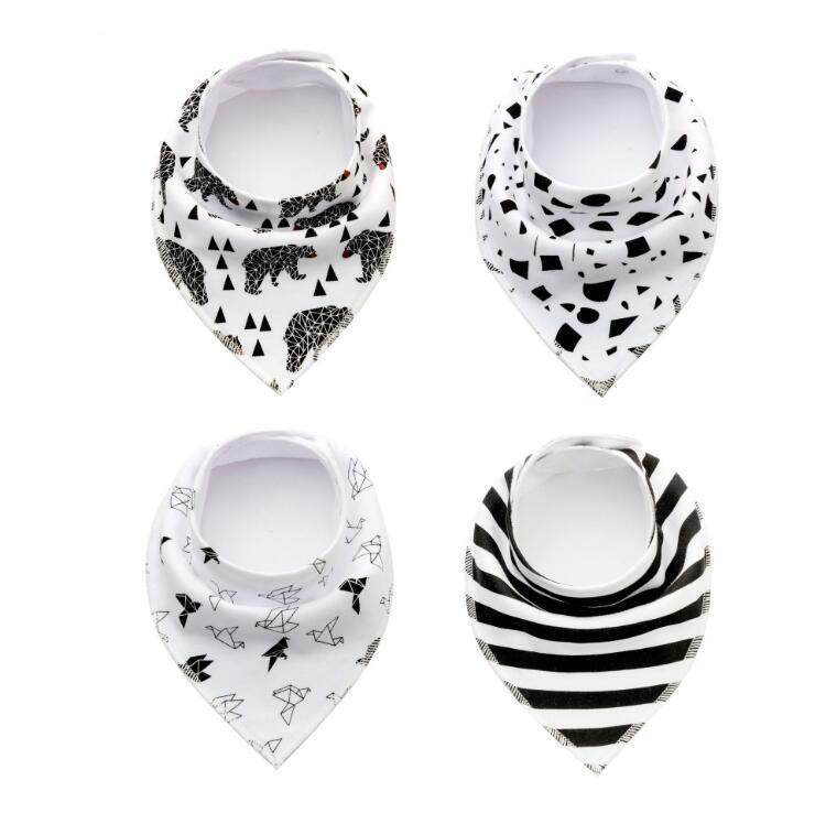4pcs Lot Bibs Burp Cloth Print Arrow Wave Triangle Baby Bibs Cotton Bandana Accessories - Mubimart